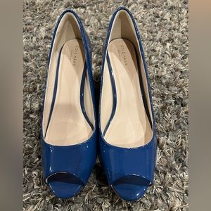 Cole Haan Open Toe Patent Wedge Heel EUC